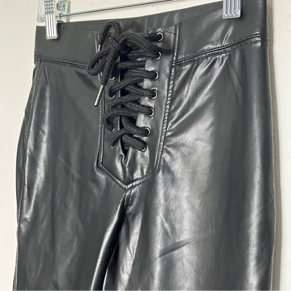 David Lerner Black Faux Vegan Leather Lace-Up‎ Legging Small NWT - Picture 4 of 9